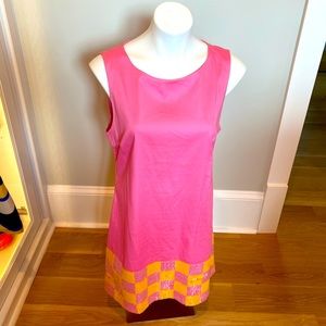Julie Brown pink dress with sequin checkered bottom
